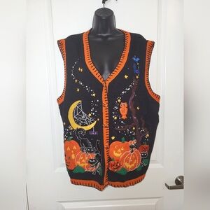 Basic Editions Black and Orange Halloween Vest Size 3x